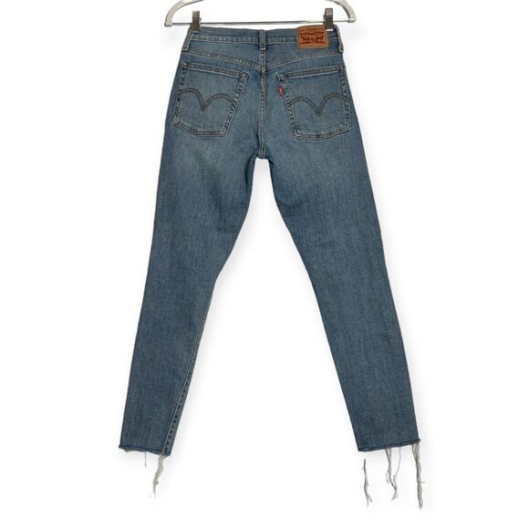 Levi's Wedgie Skinny High Rise Jeans SIZE 27 x 27 Distressed Blue Stretch - Picture 3 of 10
